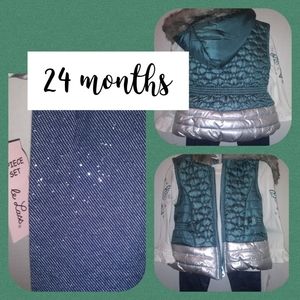 Little Lass NWT Faux Fur Mint 3 piece set 24 mos